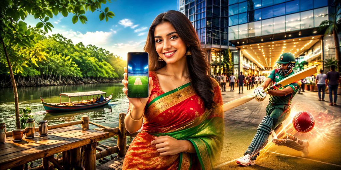সুন্দরবনের পটভূমিতে ক্রিকেট বেটিং থিমের স্লট গেম উপভোগ করছেন একজন বাংলাদেশি নারী